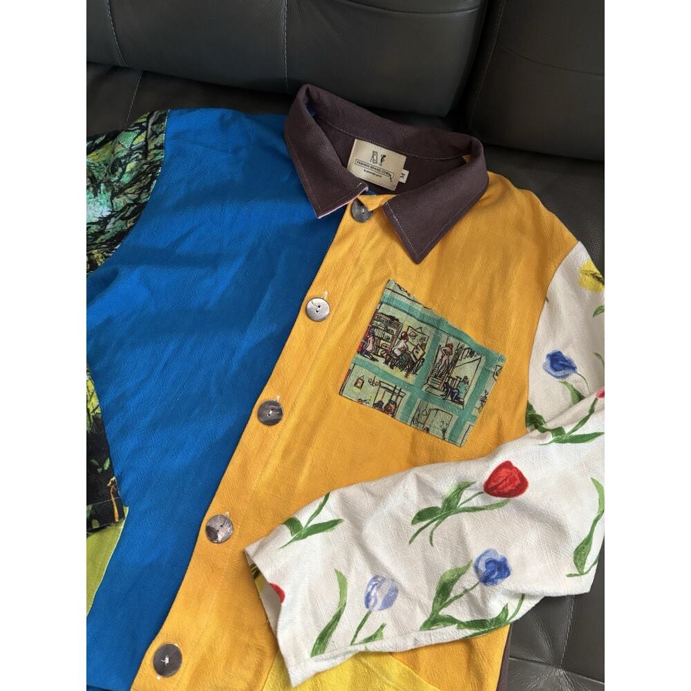 Fashion Brand Company Penelope Gazin Cayetana AOP Medium Linen Culottes Jacket